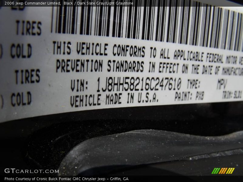 Black / Dark Slate Gray/Light Graystone 2006 Jeep Commander Limited