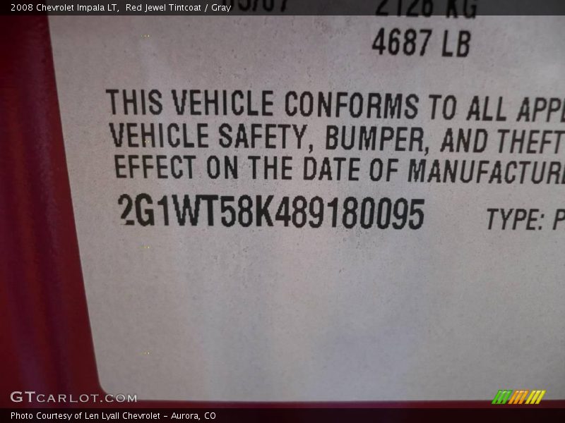 Red Jewel Tintcoat / Gray 2008 Chevrolet Impala LT