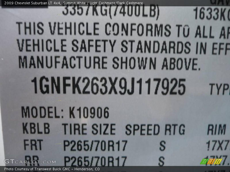Summit White / Light Cashmere/Dark Cashmere 2009 Chevrolet Suburban LT 4x4
