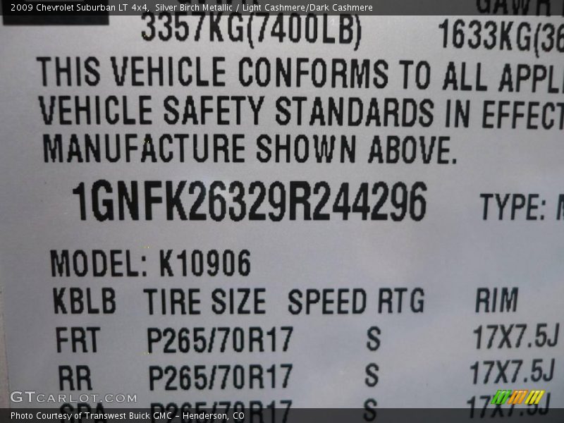 Silver Birch Metallic / Light Cashmere/Dark Cashmere 2009 Chevrolet Suburban LT 4x4