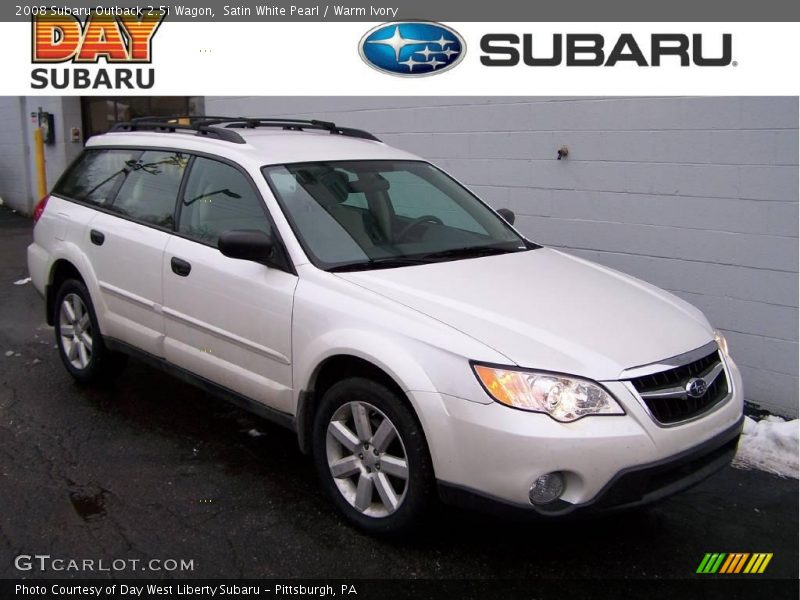 Satin White Pearl / Warm Ivory 2008 Subaru Outback 2.5i Wagon