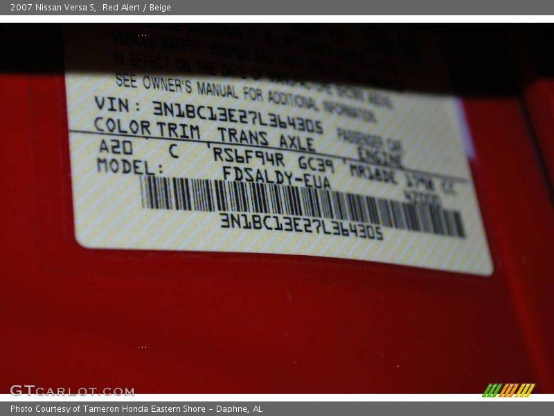 Red Alert / Beige 2007 Nissan Versa S