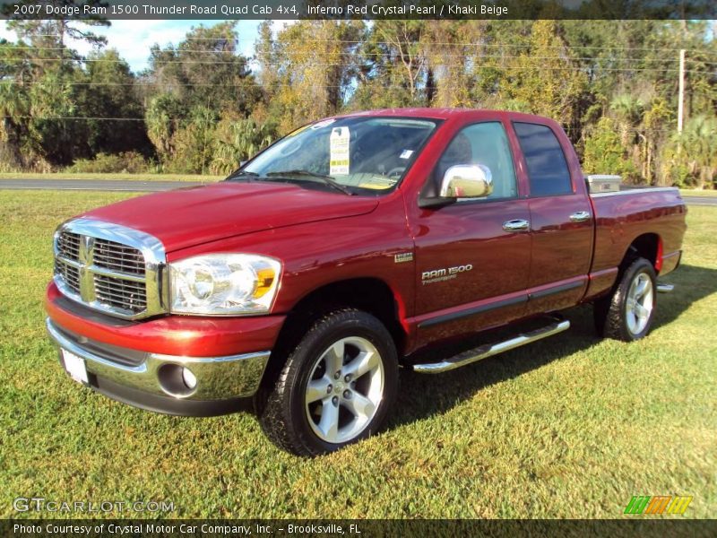 Inferno Red Crystal Pearl / Khaki Beige 2007 Dodge Ram 1500 Thunder Road Quad Cab 4x4
