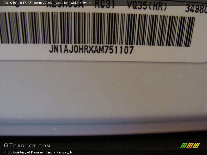 Moonlight White / Wheat 2010 Infiniti EX 35 Journey AWD