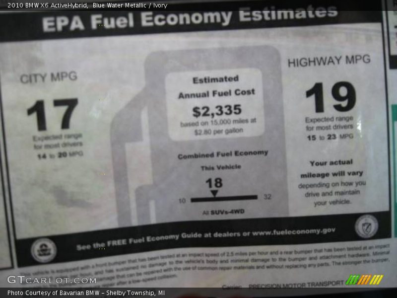 Blue Water Metallic / Ivory 2010 BMW X6 ActiveHybrid