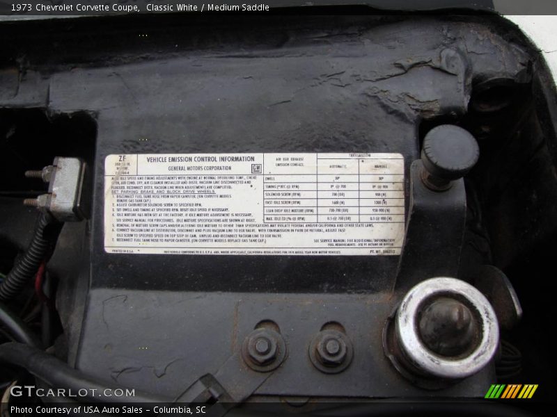 Classic White / Medium Saddle 1973 Chevrolet Corvette Coupe