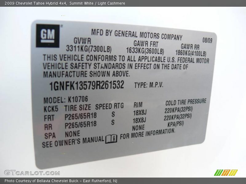 Summit White / Light Cashmere 2009 Chevrolet Tahoe Hybrid 4x4