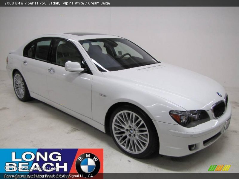 Alpine White / Cream Beige 2008 BMW 7 Series 750i Sedan