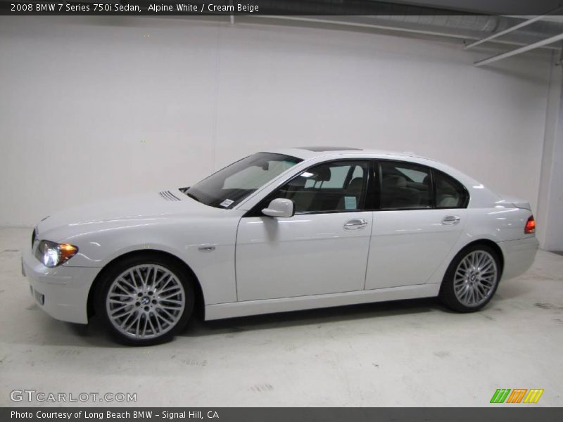 Alpine White / Cream Beige 2008 BMW 7 Series 750i Sedan