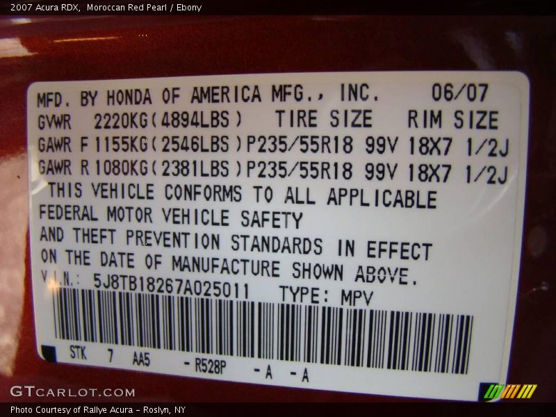 Moroccan Red Pearl / Ebony 2007 Acura RDX