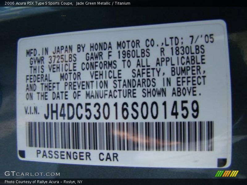 Jade Green Metallic / Titanium 2006 Acura RSX Type S Sports Coupe