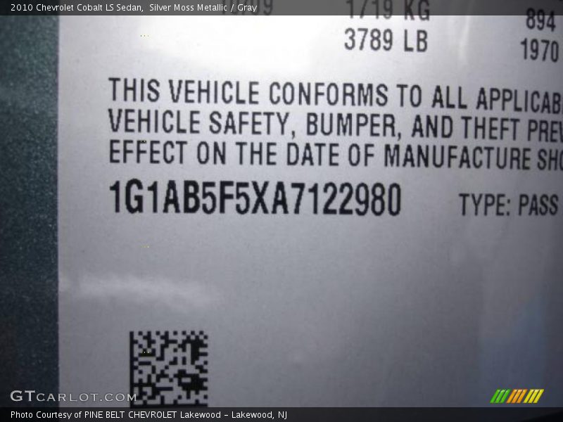 Silver Moss Metallic / Gray 2010 Chevrolet Cobalt LS Sedan