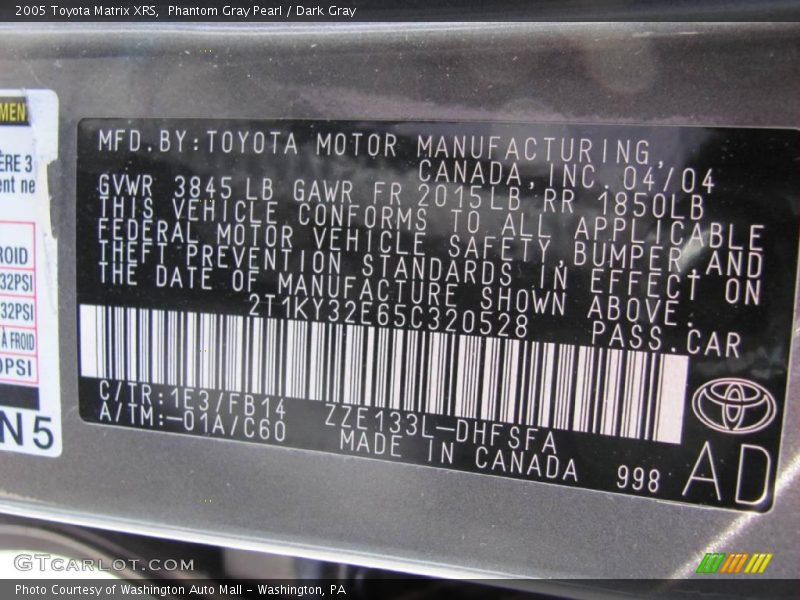 Phantom Gray Pearl / Dark Gray 2005 Toyota Matrix XRS