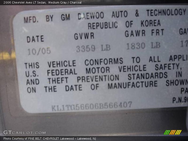 Medium Gray / Charcoal 2006 Chevrolet Aveo LT Sedan