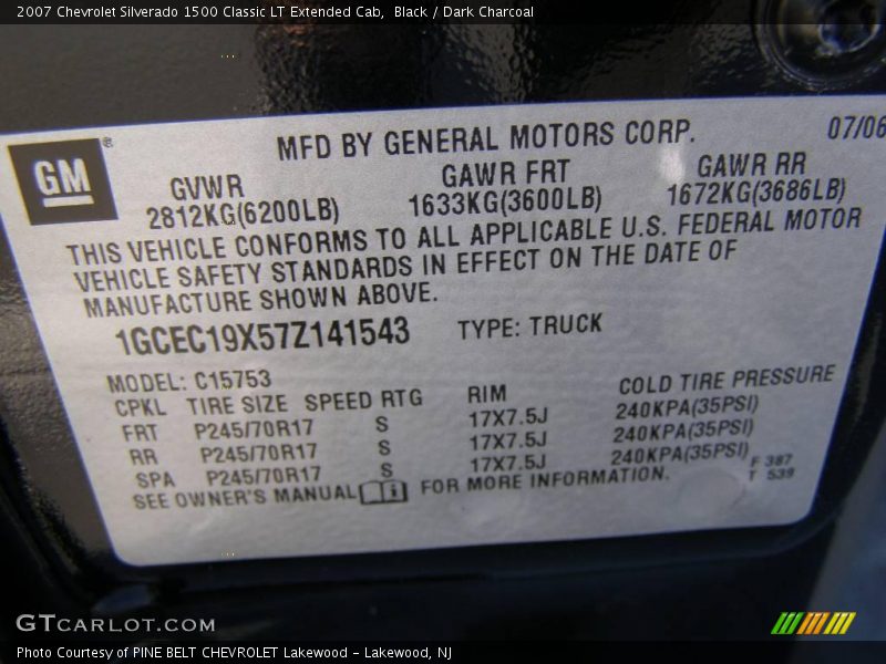 Black / Dark Charcoal 2007 Chevrolet Silverado 1500 Classic LT Extended Cab