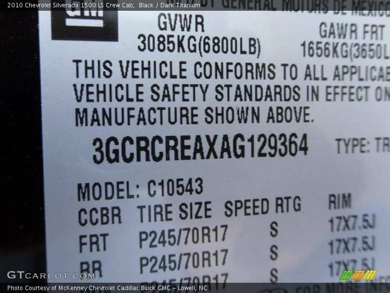 Black / Dark Titanium 2010 Chevrolet Silverado 1500 LS Crew Cab
