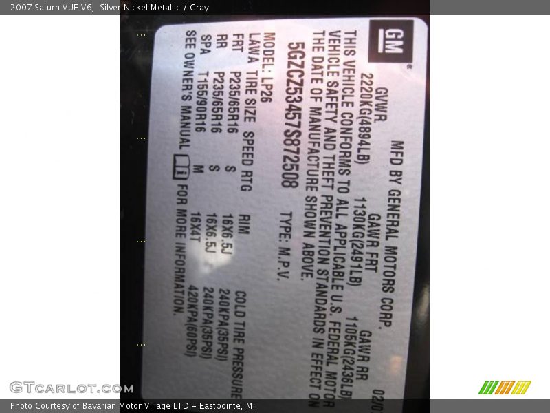 Silver Nickel Metallic / Gray 2007 Saturn VUE V6