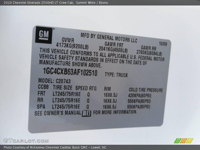 Summit White / Ebony 2010 Chevrolet Silverado 2500HD LT Crew Cab