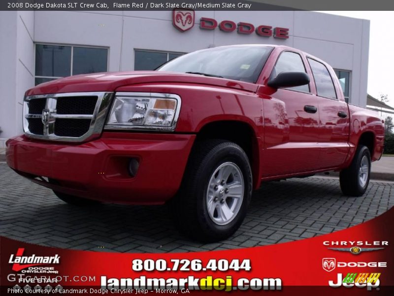Flame Red / Dark Slate Gray/Medium Slate Gray 2008 Dodge Dakota SLT Crew Cab