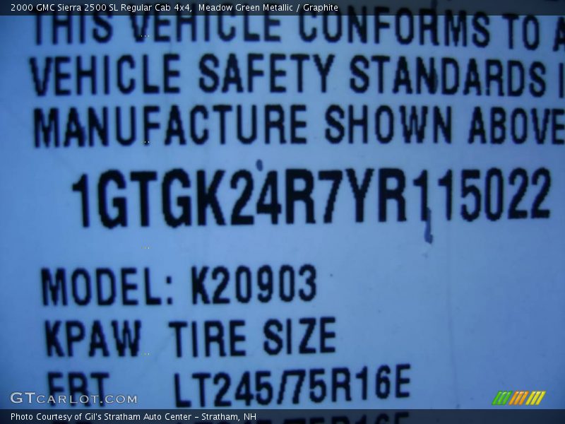 Meadow Green Metallic / Graphite 2000 GMC Sierra 2500 SL Regular Cab 4x4