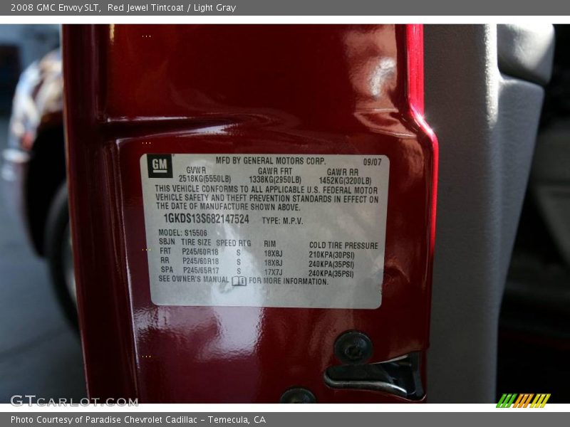 Red Jewel Tintcoat / Light Gray 2008 GMC Envoy SLT