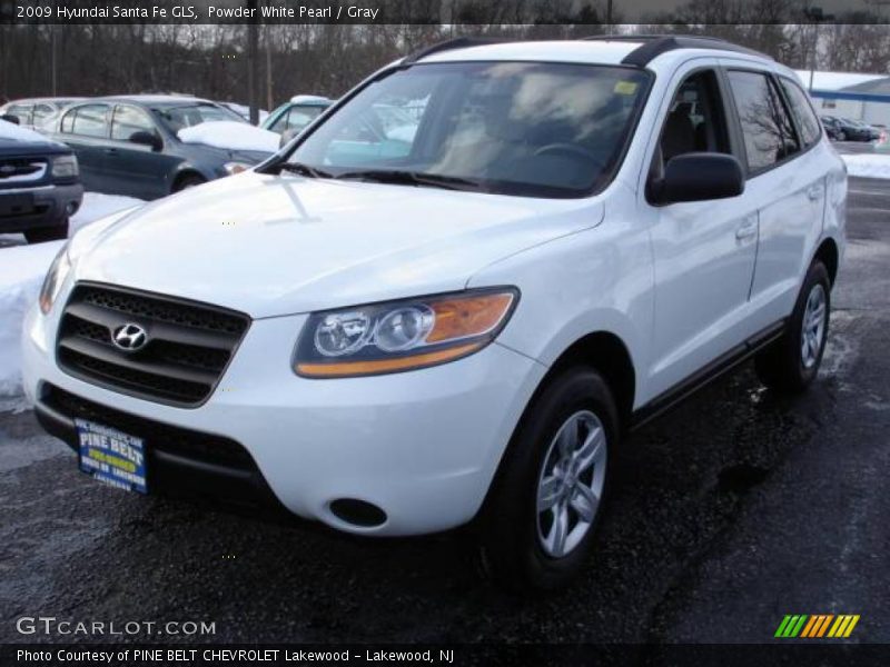 Powder White Pearl / Gray 2009 Hyundai Santa Fe GLS