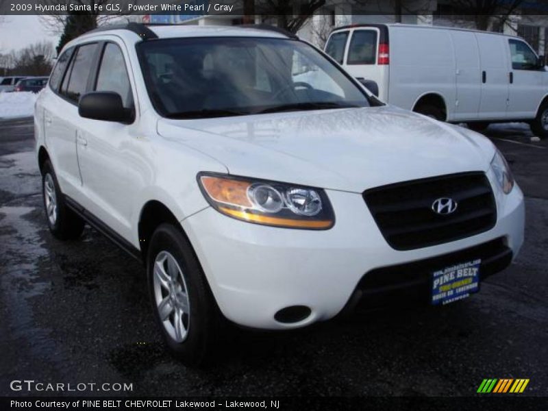 Powder White Pearl / Gray 2009 Hyundai Santa Fe GLS