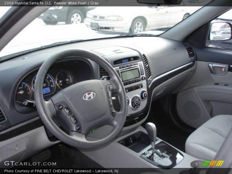 Powder White Pearl / Gray 2009 Hyundai Santa Fe GLS