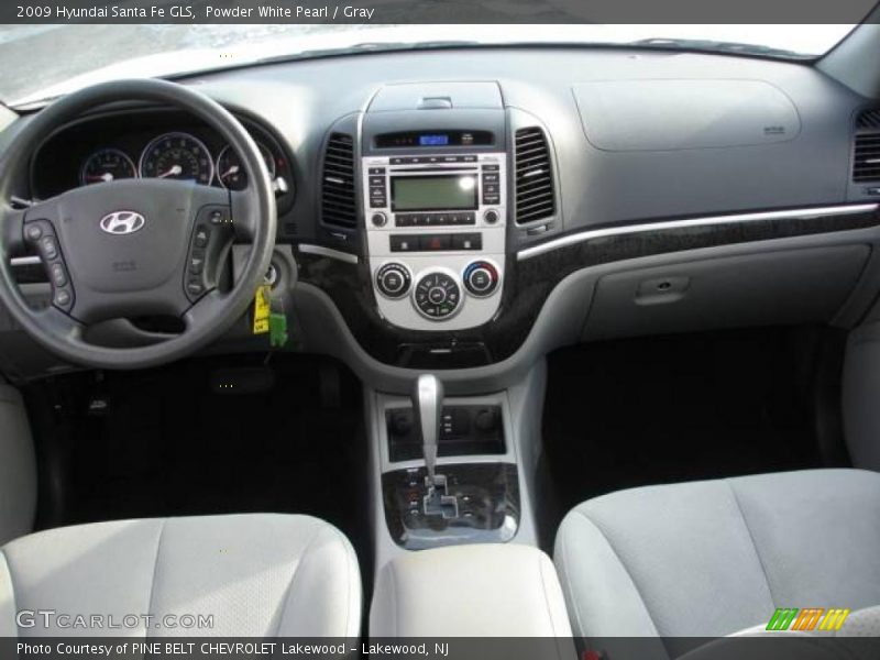 Powder White Pearl / Gray 2009 Hyundai Santa Fe GLS