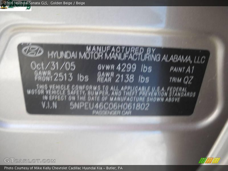 Golden Beige / Beige 2006 Hyundai Sonata GLS