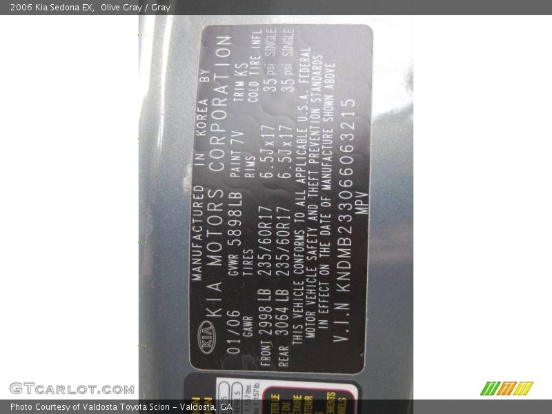 Olive Gray / Gray 2006 Kia Sedona EX