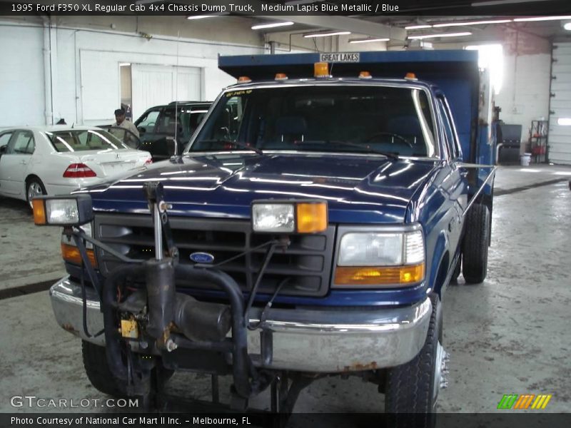 Medium Lapis Blue Metallic / Blue 1995 Ford F350 XL Regular Cab 4x4 Chassis Dump Truck