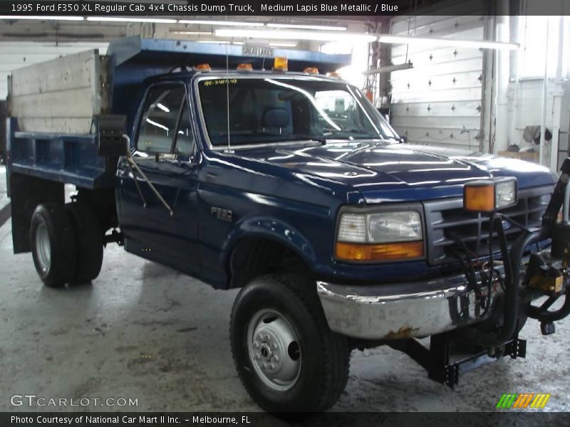 Medium Lapis Blue Metallic / Blue 1995 Ford F350 XL Regular Cab 4x4 Chassis Dump Truck