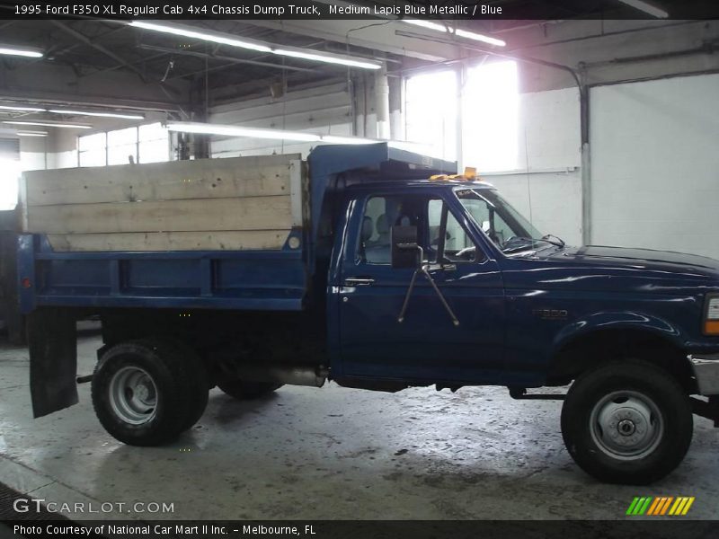 Medium Lapis Blue Metallic / Blue 1995 Ford F350 XL Regular Cab 4x4 Chassis Dump Truck