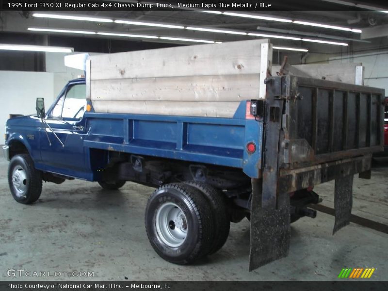 Medium Lapis Blue Metallic / Blue 1995 Ford F350 XL Regular Cab 4x4 Chassis Dump Truck