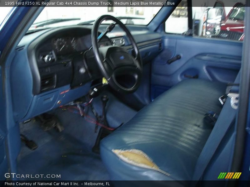Medium Lapis Blue Metallic / Blue 1995 Ford F350 XL Regular Cab 4x4 Chassis Dump Truck