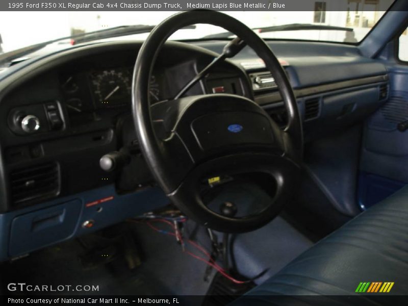 Medium Lapis Blue Metallic / Blue 1995 Ford F350 XL Regular Cab 4x4 Chassis Dump Truck