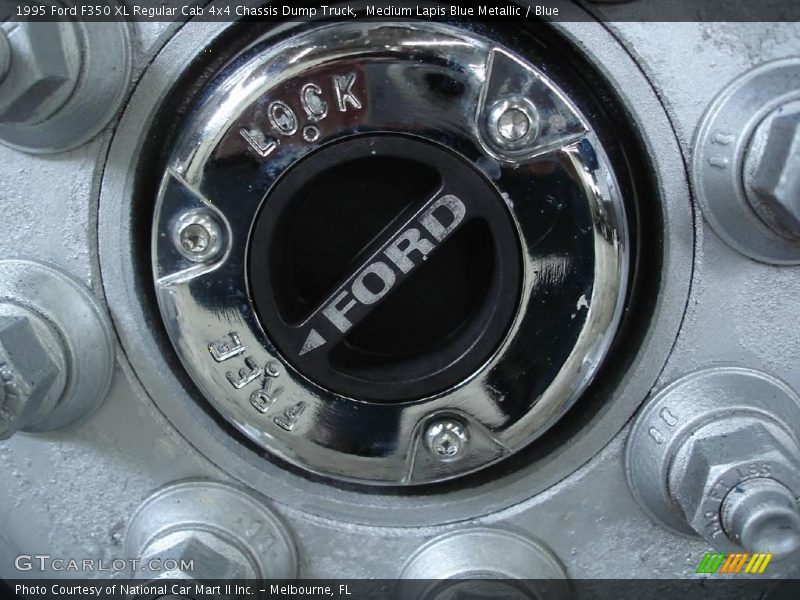 Medium Lapis Blue Metallic / Blue 1995 Ford F350 XL Regular Cab 4x4 Chassis Dump Truck