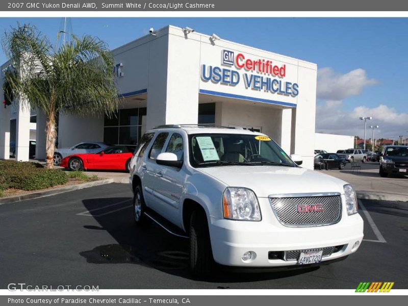 Summit White / Cocoa/Light Cashmere 2007 GMC Yukon Denali AWD