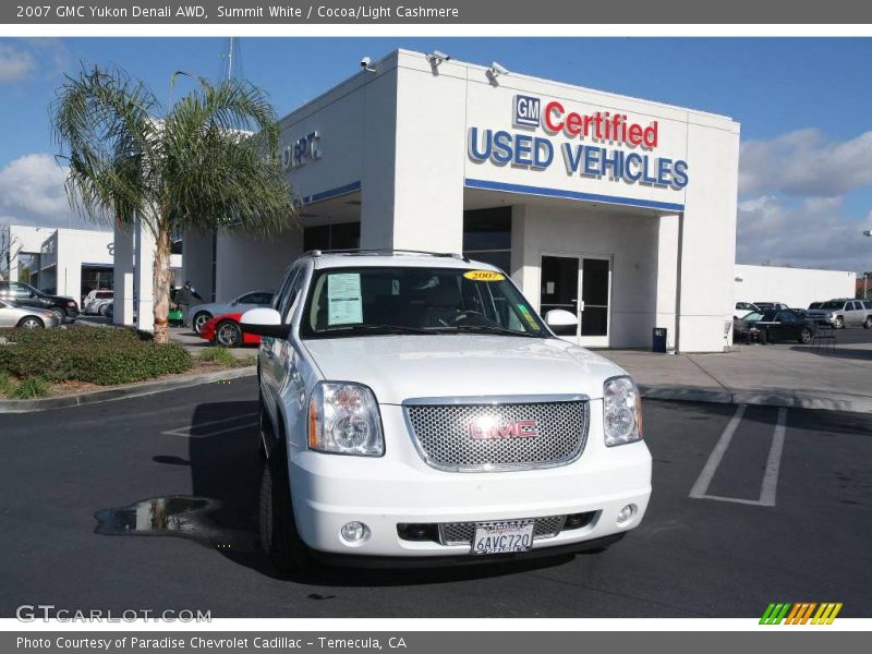 Summit White / Cocoa/Light Cashmere 2007 GMC Yukon Denali AWD