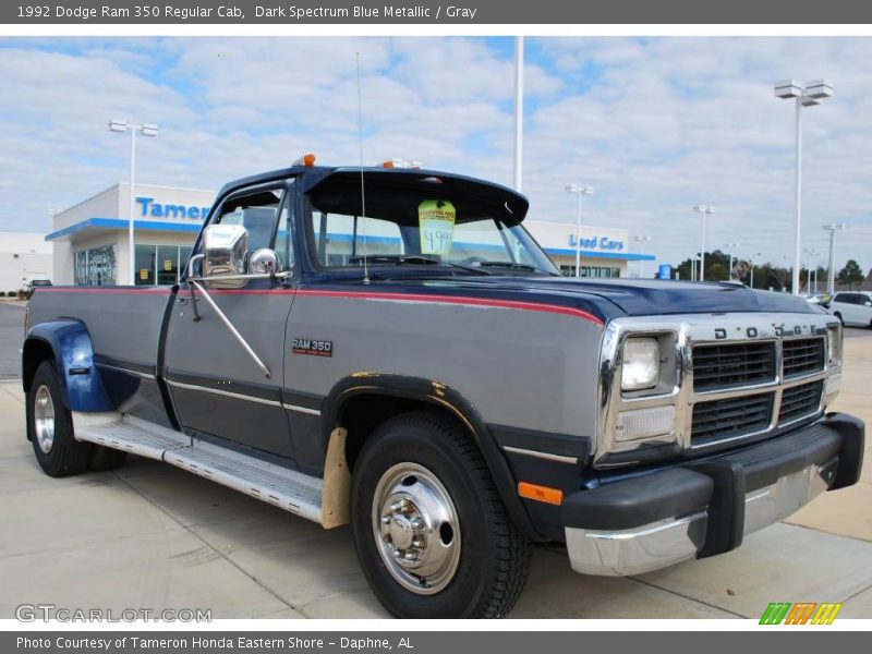 Dark Spectrum Blue Metallic / Gray 1992 Dodge Ram 350 Regular Cab