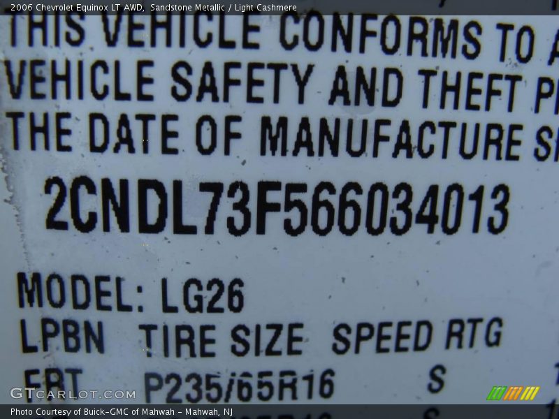 Sandstone Metallic / Light Cashmere 2006 Chevrolet Equinox LT AWD