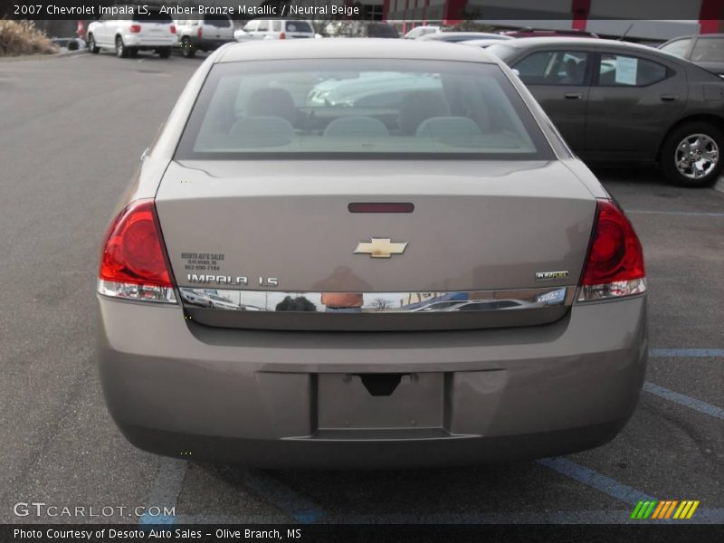 Amber Bronze Metallic / Neutral Beige 2007 Chevrolet Impala LS