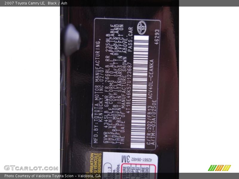 Black / Ash 2007 Toyota Camry LE