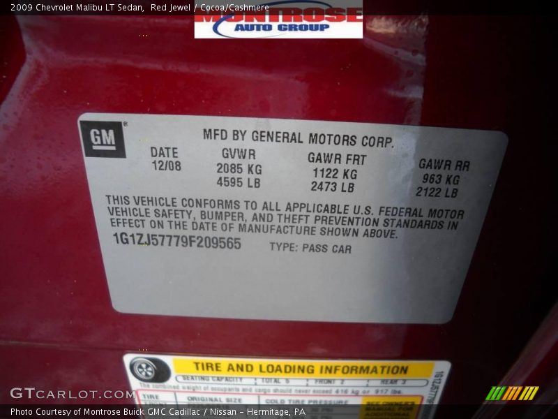 Red Jewel / Cocoa/Cashmere 2009 Chevrolet Malibu LT Sedan