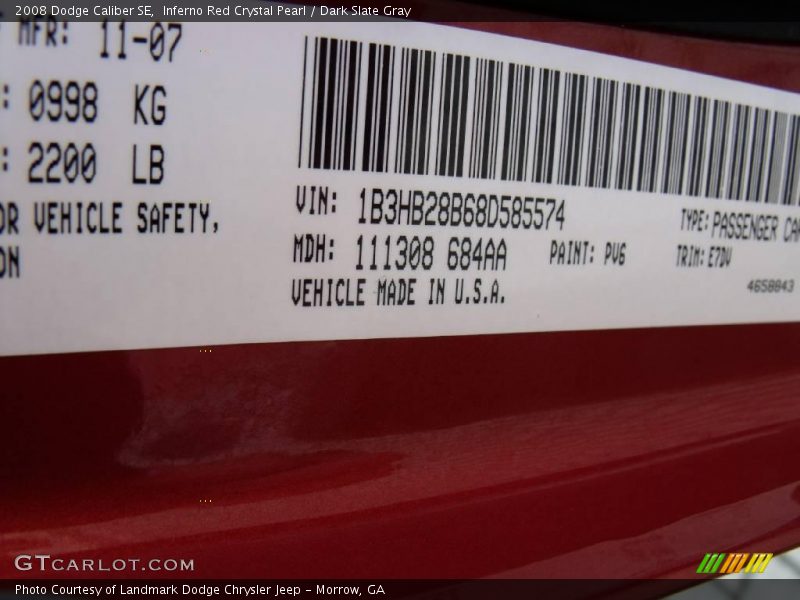 Inferno Red Crystal Pearl / Dark Slate Gray 2008 Dodge Caliber SE