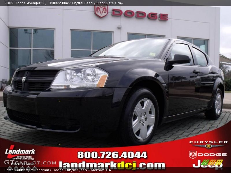Brilliant Black Crystal Pearl / Dark Slate Gray 2009 Dodge Avenger SE