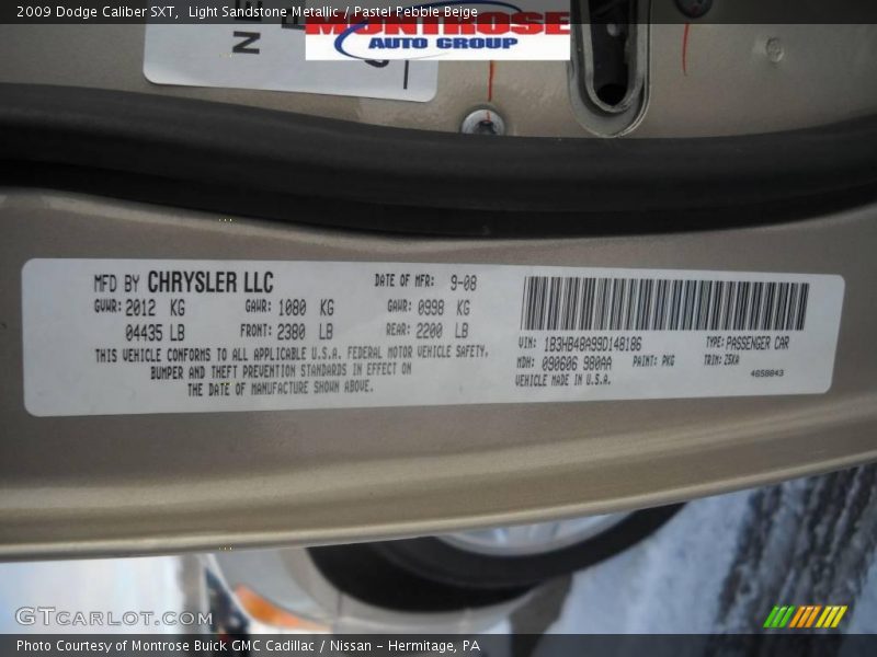 Light Sandstone Metallic / Pastel Pebble Beige 2009 Dodge Caliber SXT