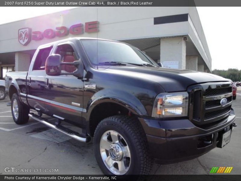 Black / Black/Red Leather 2007 Ford F250 Super Duty Lariat Outlaw Crew Cab 4x4
