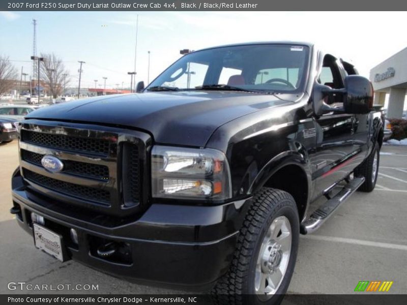 Black / Black/Red Leather 2007 Ford F250 Super Duty Lariat Outlaw Crew Cab 4x4